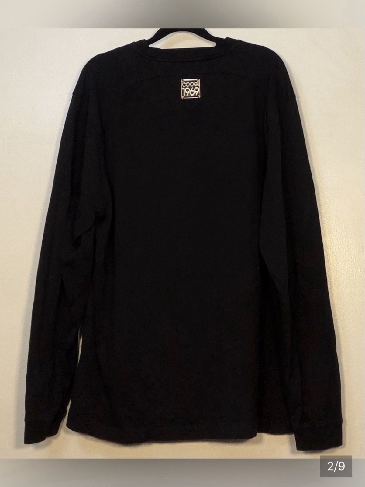 Vintage Coogi 1969 Black Long Sleeve Crew Neck Pocket Knit Cotton Shirt Men’s XL