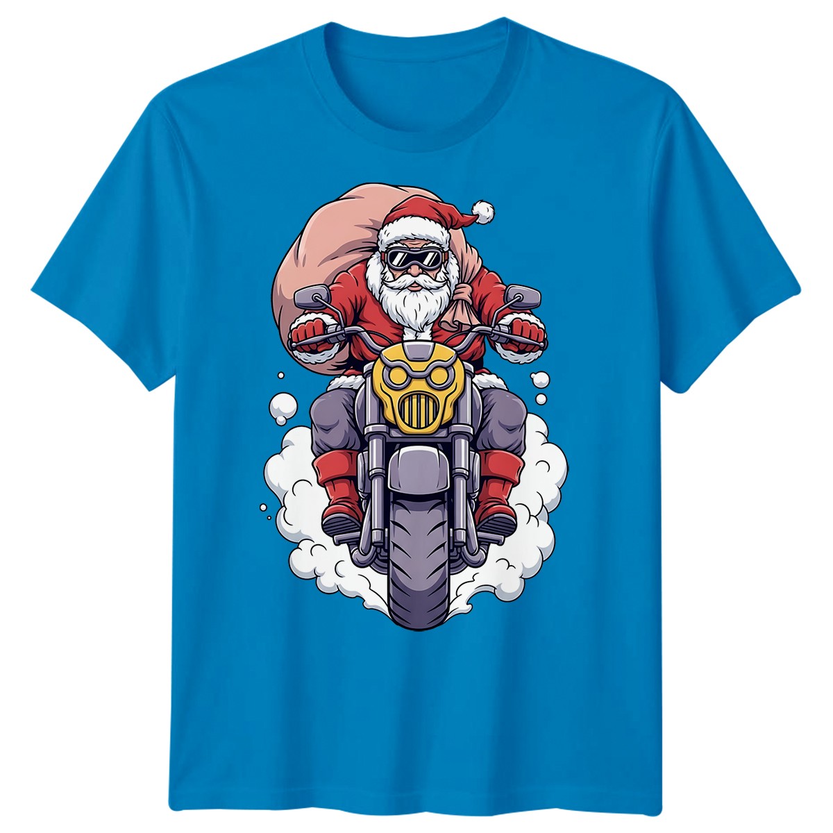 Santa Claus Motorcycle Christmas Mens T-Shirt Holiday Graphic Tee
