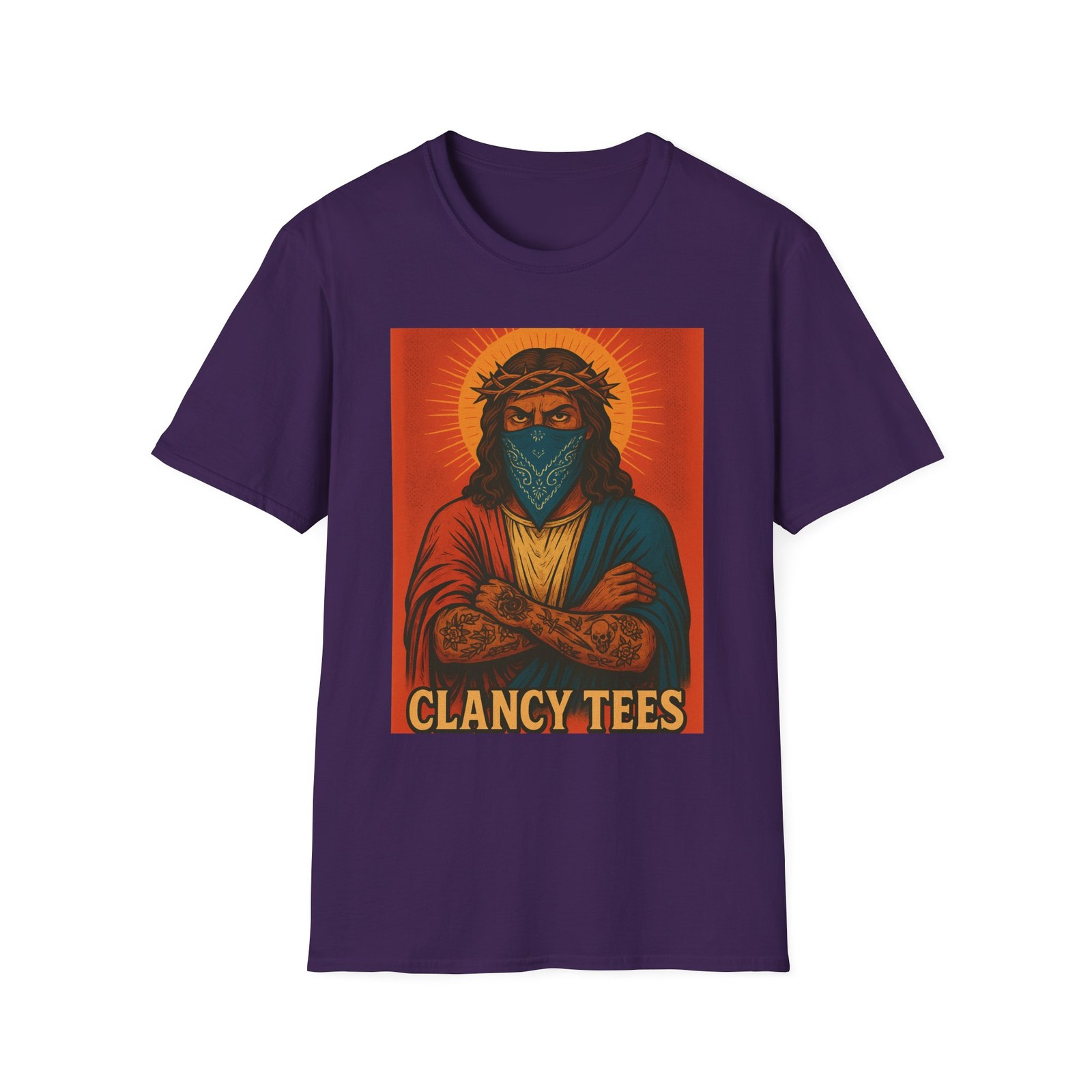 Gangsta Jesus T Shirt Streetwear Graphic Tee Bold Religious Art Tattoo Style Top