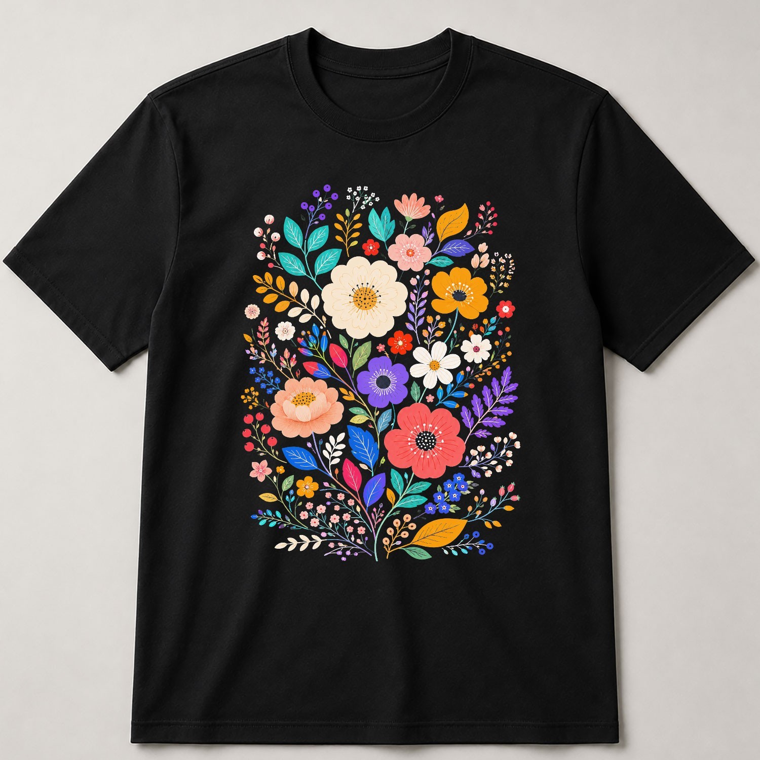 Spring Fashion Floral Design Shirt Casual Wear Bohemian Style Graphic Tee Gift