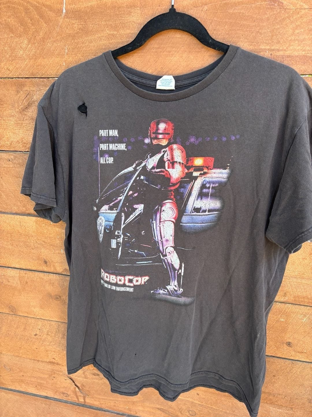 Vintage Robocop Movie Poster T-Shirt Faded Black Delta Pro Weight