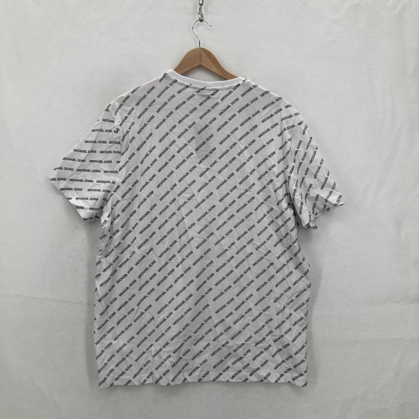 Michael Kors Shirt Mens XL White Allover Logo Tee T-Shirt Cotton Crewneck Print