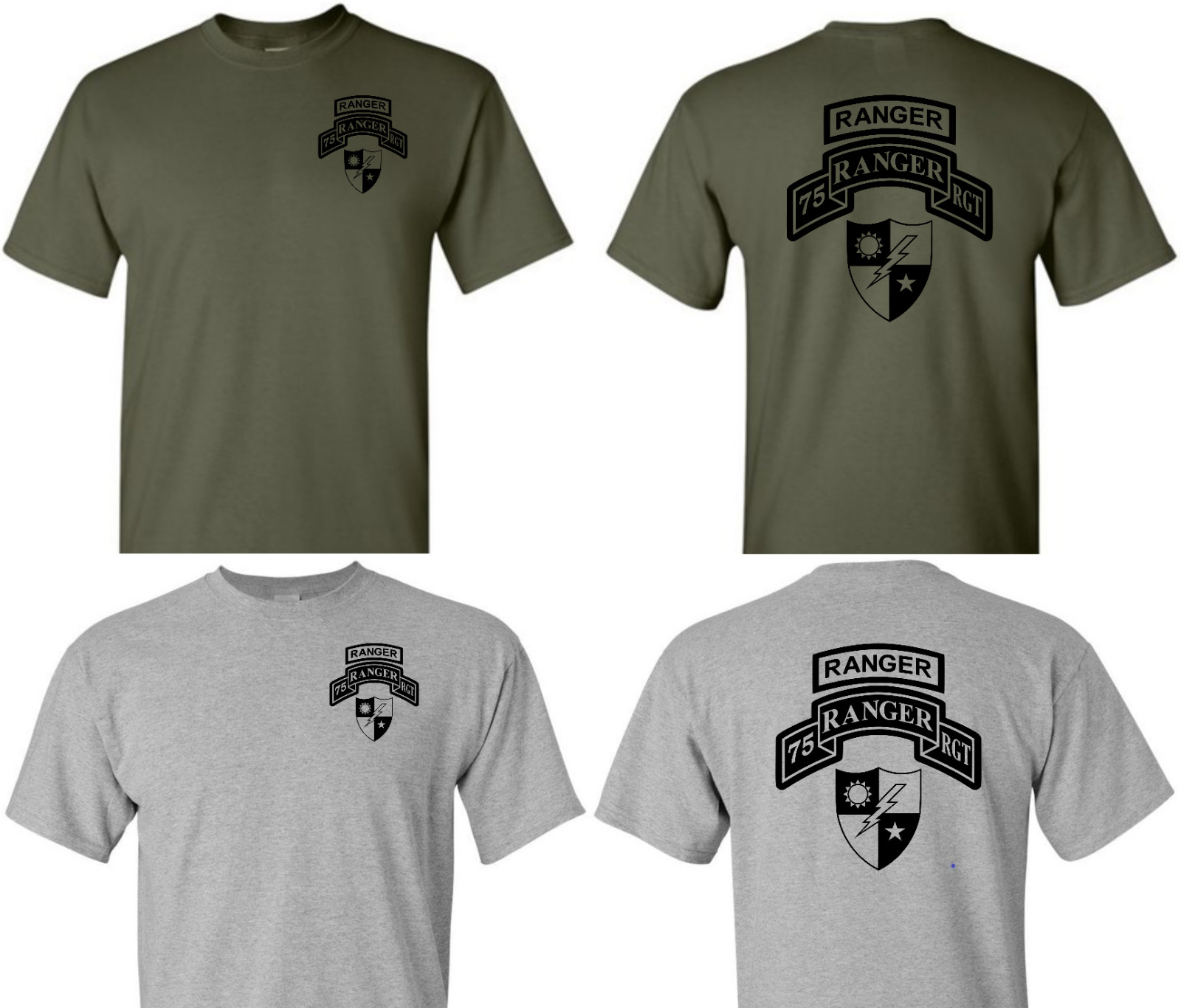 US Army Ranger DUI Shirt, ARMY Ranger Performance shirt, 75th Ranger Regiment