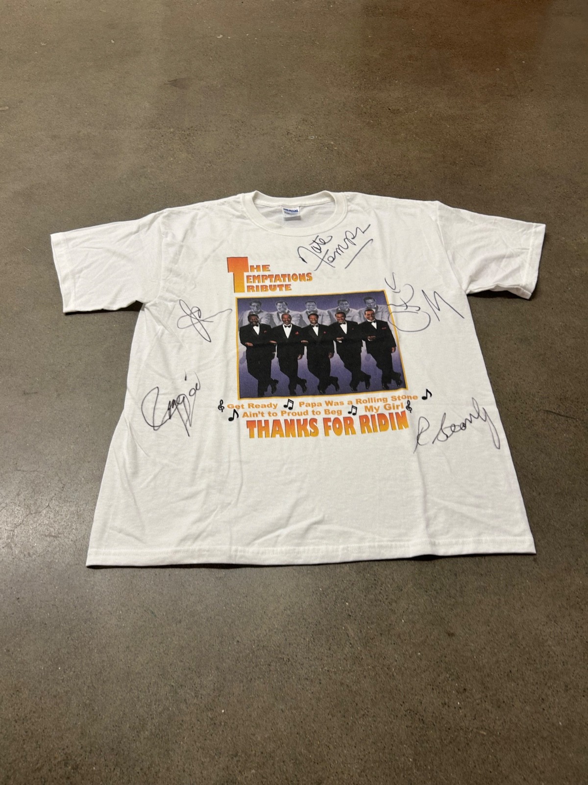 Vintage 00s The Temptations Tribute Signed Mens Band Music Shirt White Large