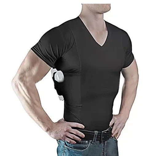 Men Tactical Concealed Carry Shirt Short Sleeve Hidden Holster Pockets