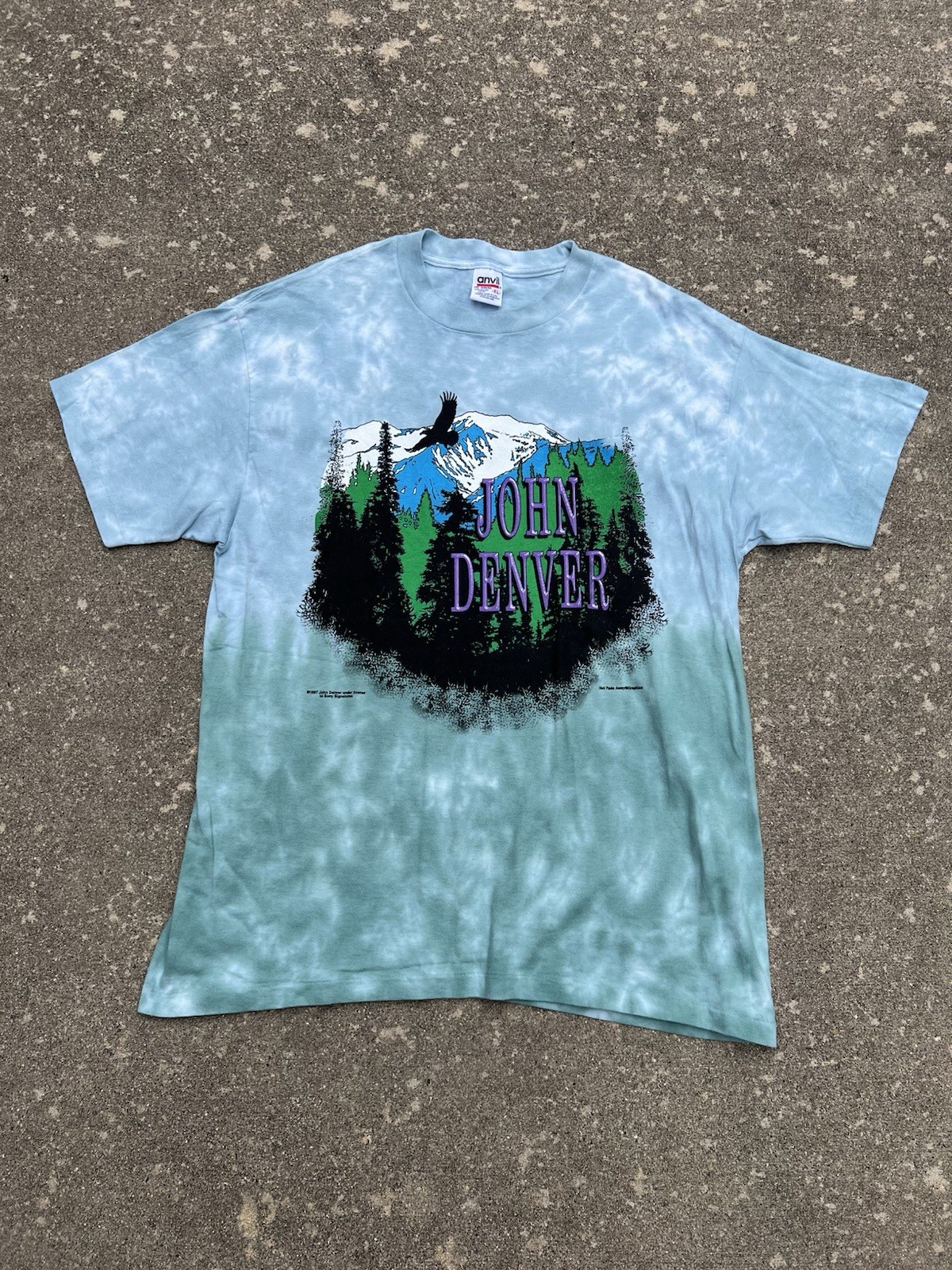 Vintage 1997 Single Stitch John Denver Tour Country Mountains T Shirt Tie Dye XL