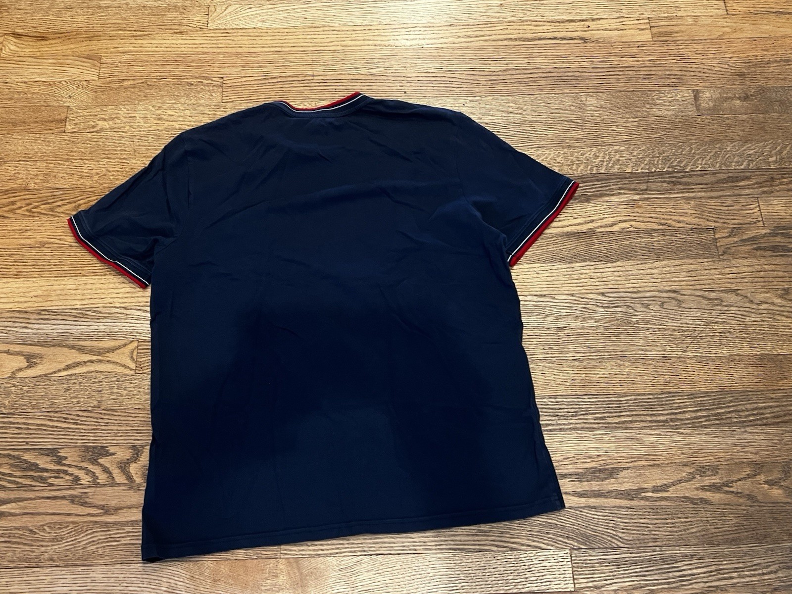 Ben Sherman Navy Men’s Ref White Contrasting Trim Crew T Shirt, Large