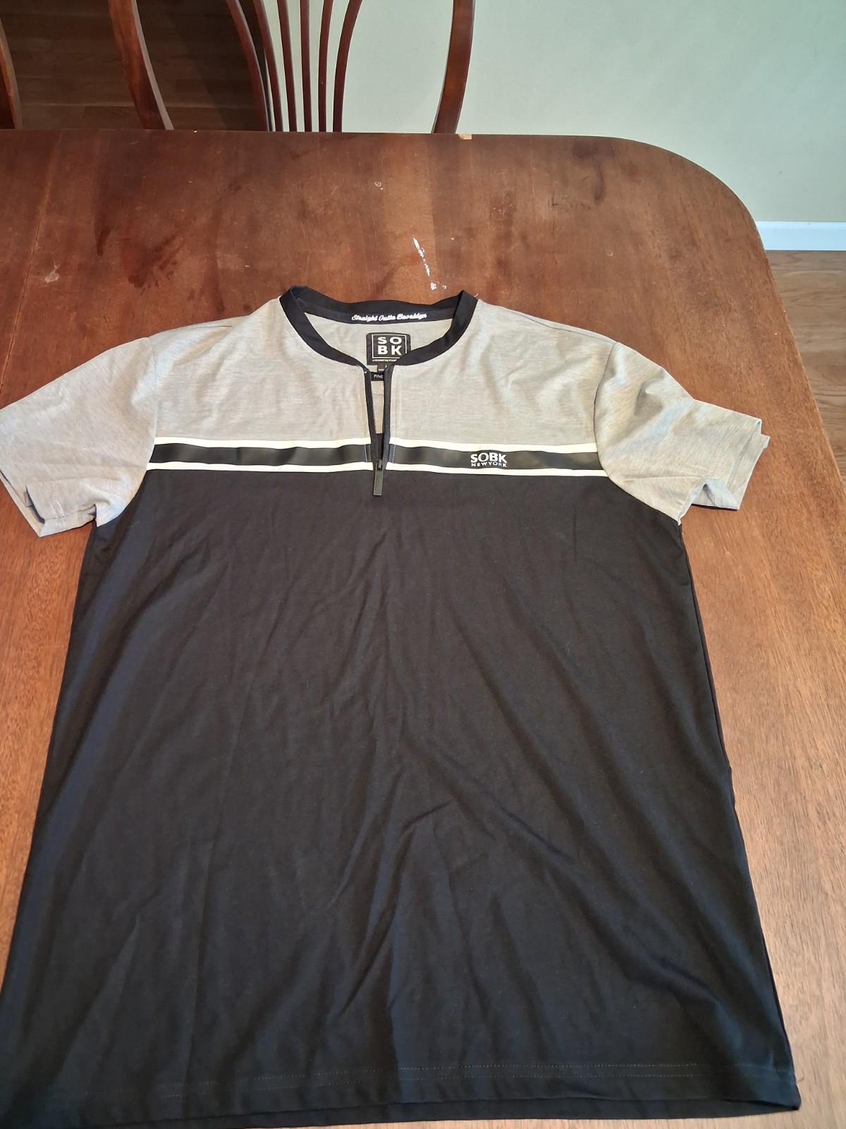 Straight Outta Brooklyn SOBK Finest Made Black/Gray Short Sleeve 1/4 Zip T-Shirt