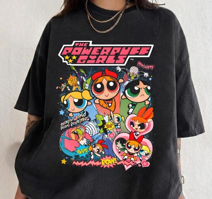 Powerpuff Girls Vintage T-Shirt, Tshirt Comfort Shortsleeve Cotton Top