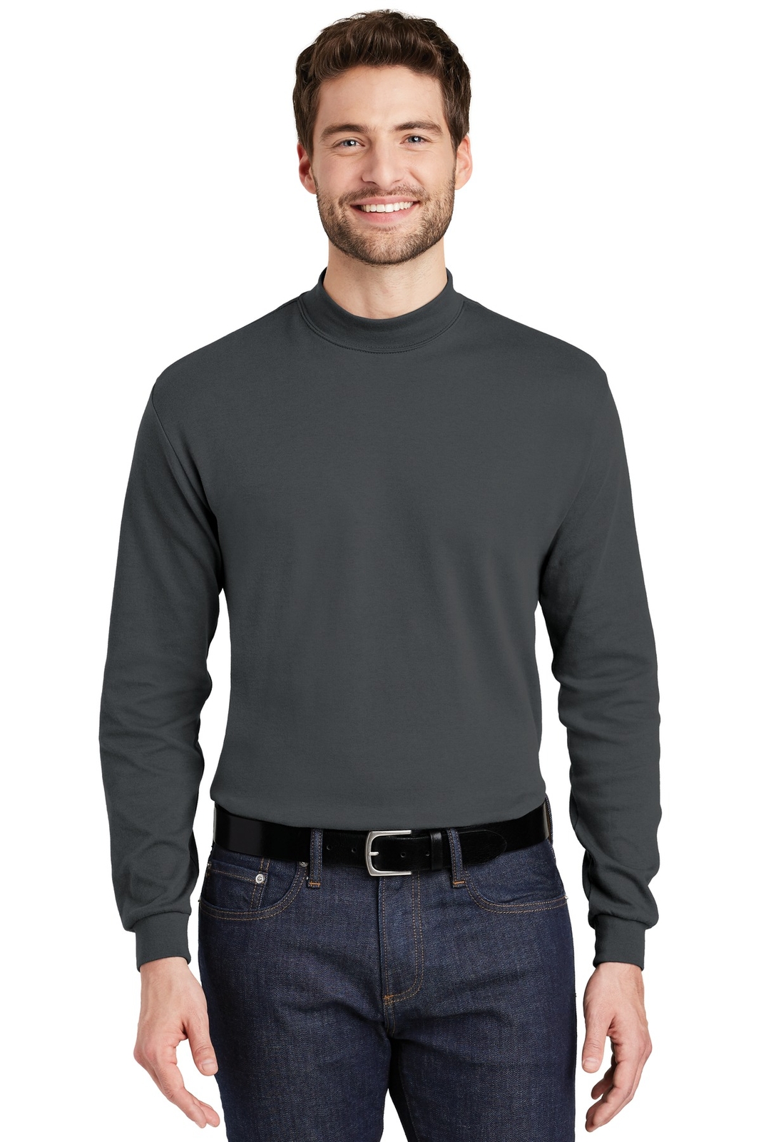 Port Authority K321 Mens Long Sleeve Interlock Knit Mock Turtle Neck T-Shirt