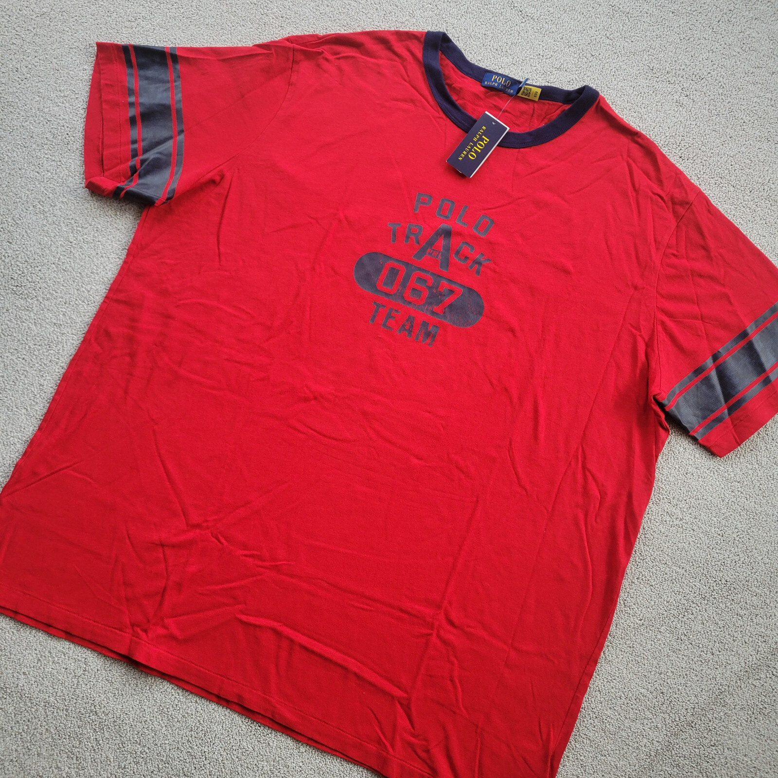Polo Ralph Lauren Men Track Team Varsity Red Tee Big & Tall XLT New