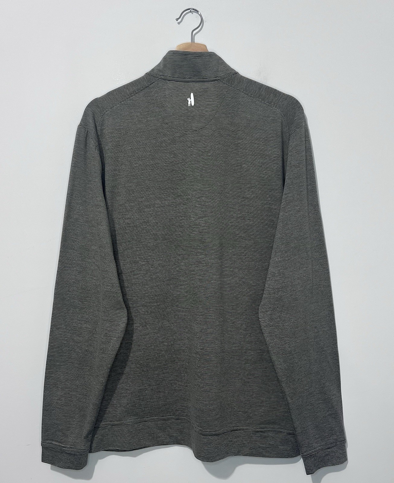 Johnnie O Mens Pullover L Brown Striped 1/4 Zip Mock Neck Lightweight Logo