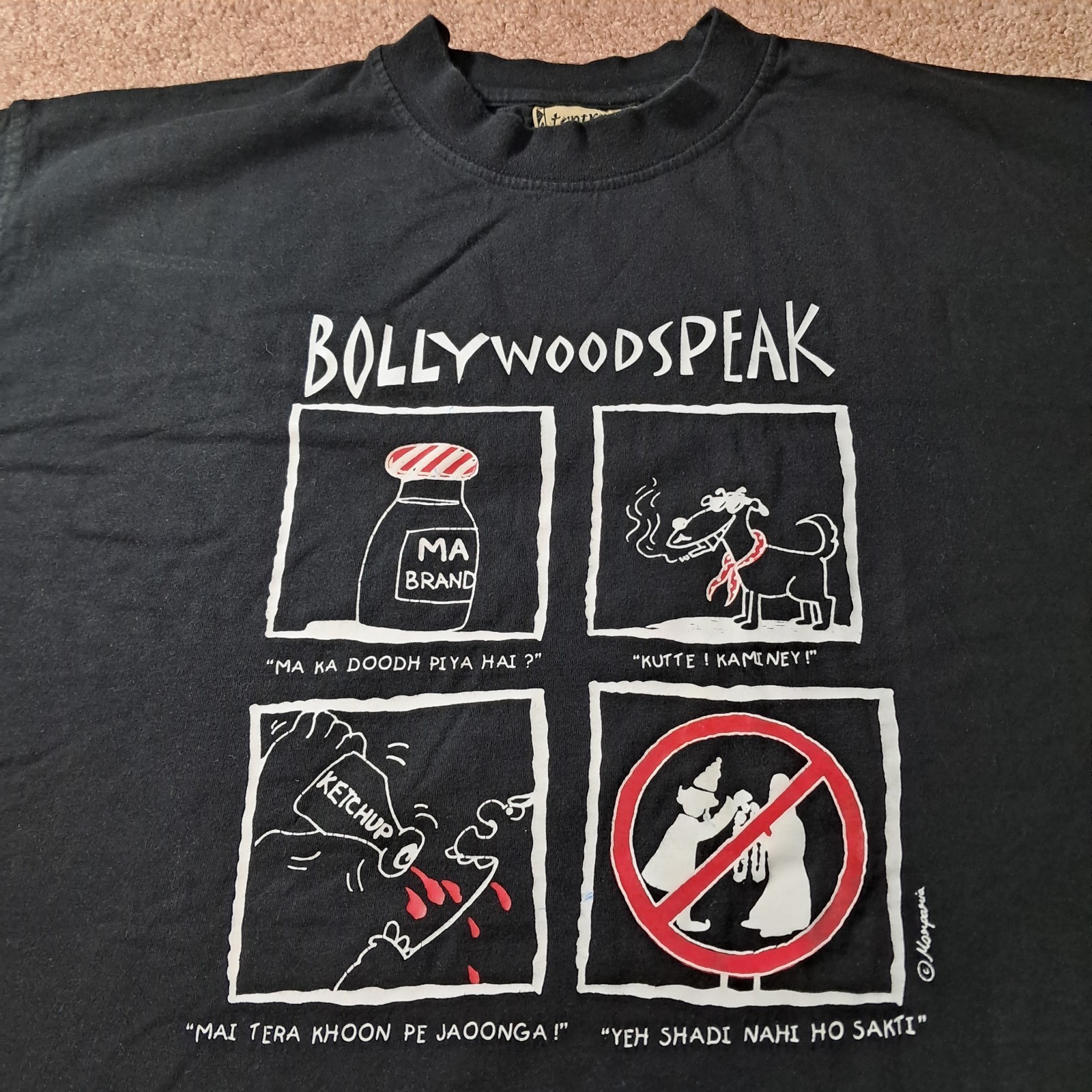 Vintage Tantra India Bollywood Speak Dhobi Graphic T-Shirt Size L Black Tee