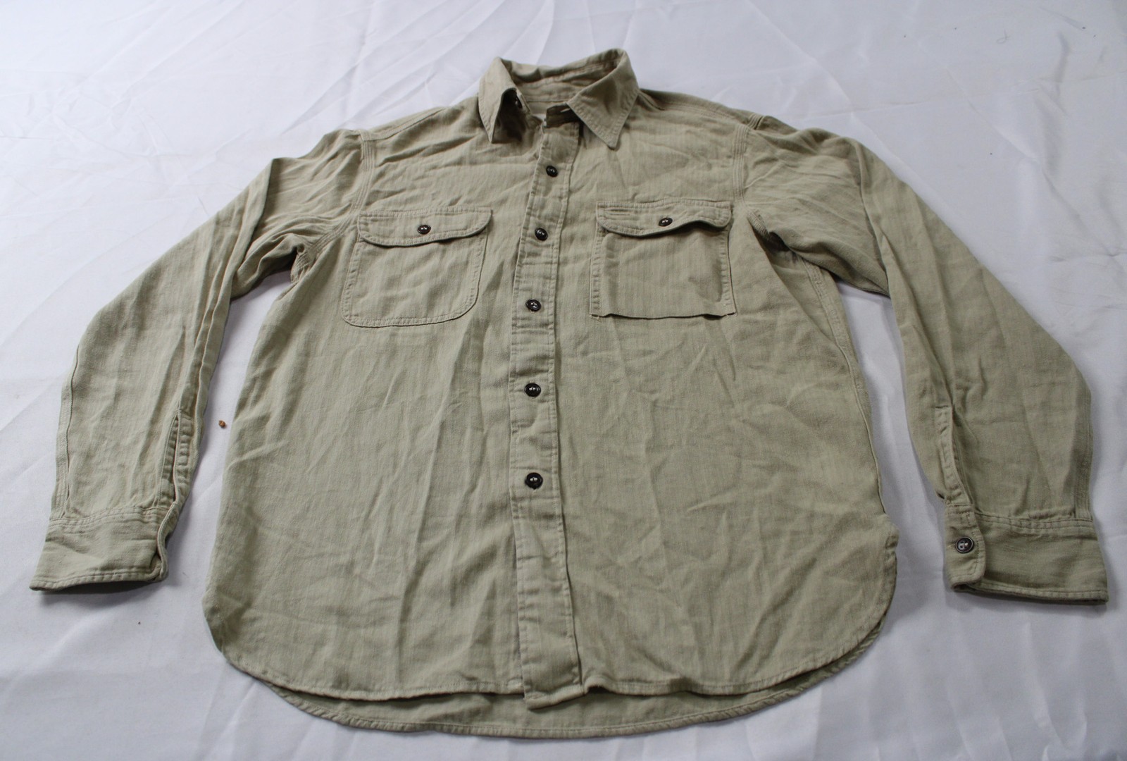 Buck Mason Men’s Hemp HBT Soft Pack Station Shirt AP2 Light Khaki Small NWT