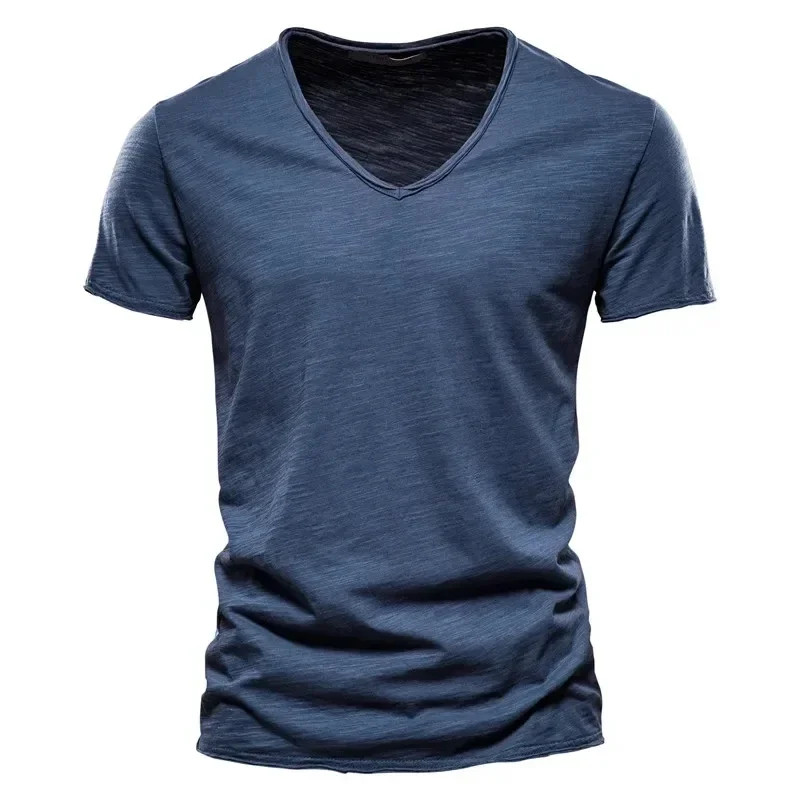 Men’s 100% Cotton V-Neck Short Sleeve T-Shirt Thin Casual Tee S-5XL