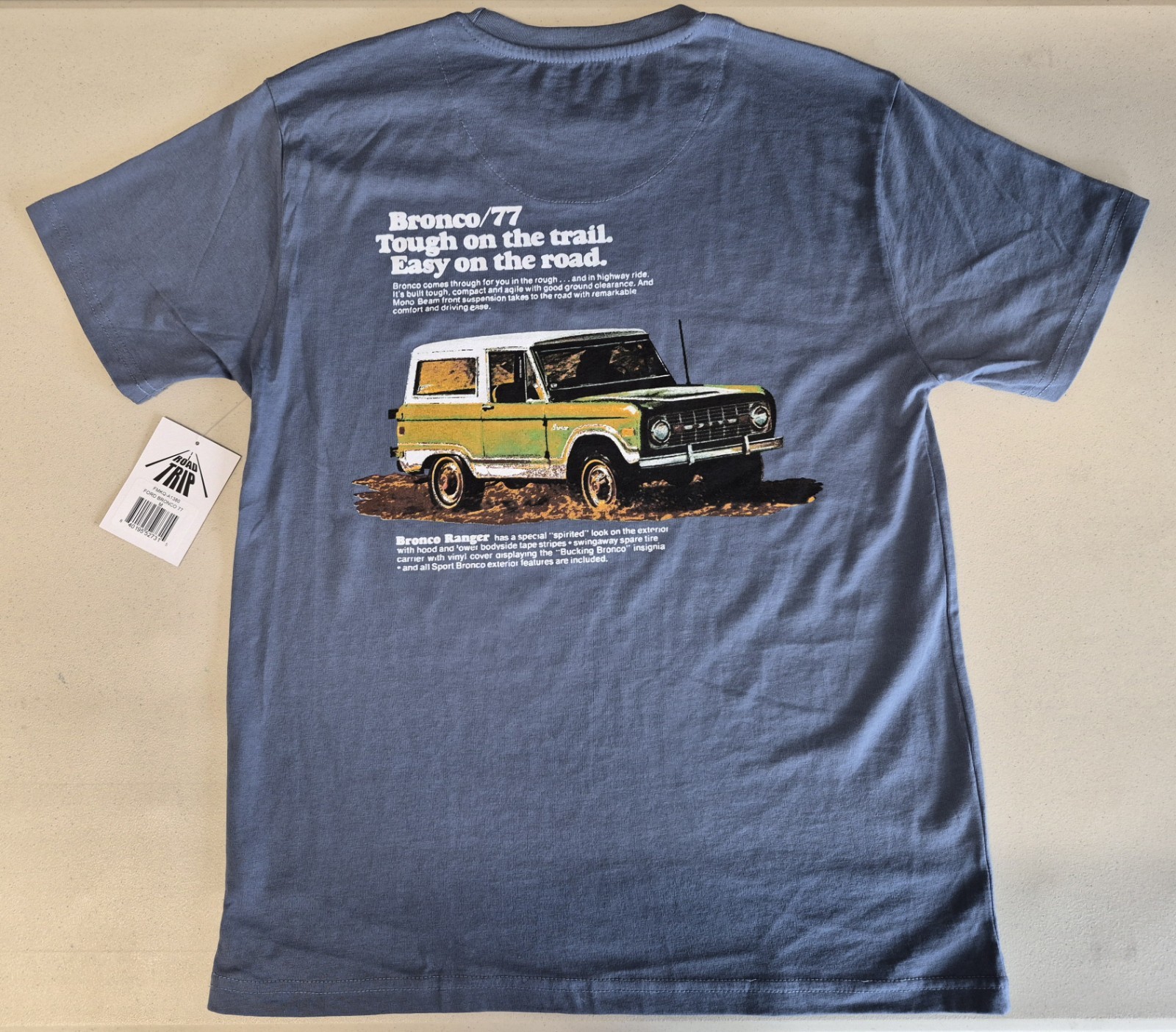 Ford Official License Roadtrip T-shirt ’77 Ford Bronco Size M Steel Blue