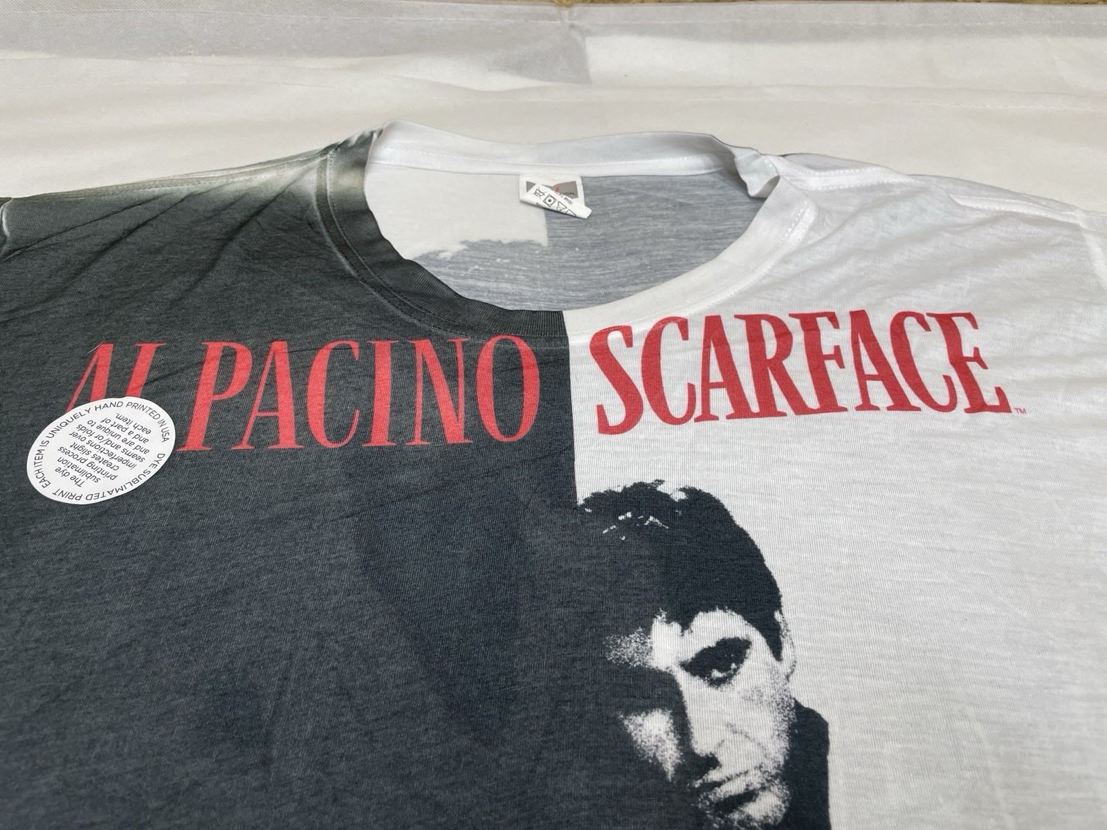 Scarface Al Pacino Shirt Dye Sublimated Tony Montana Logovision New Size 2XL