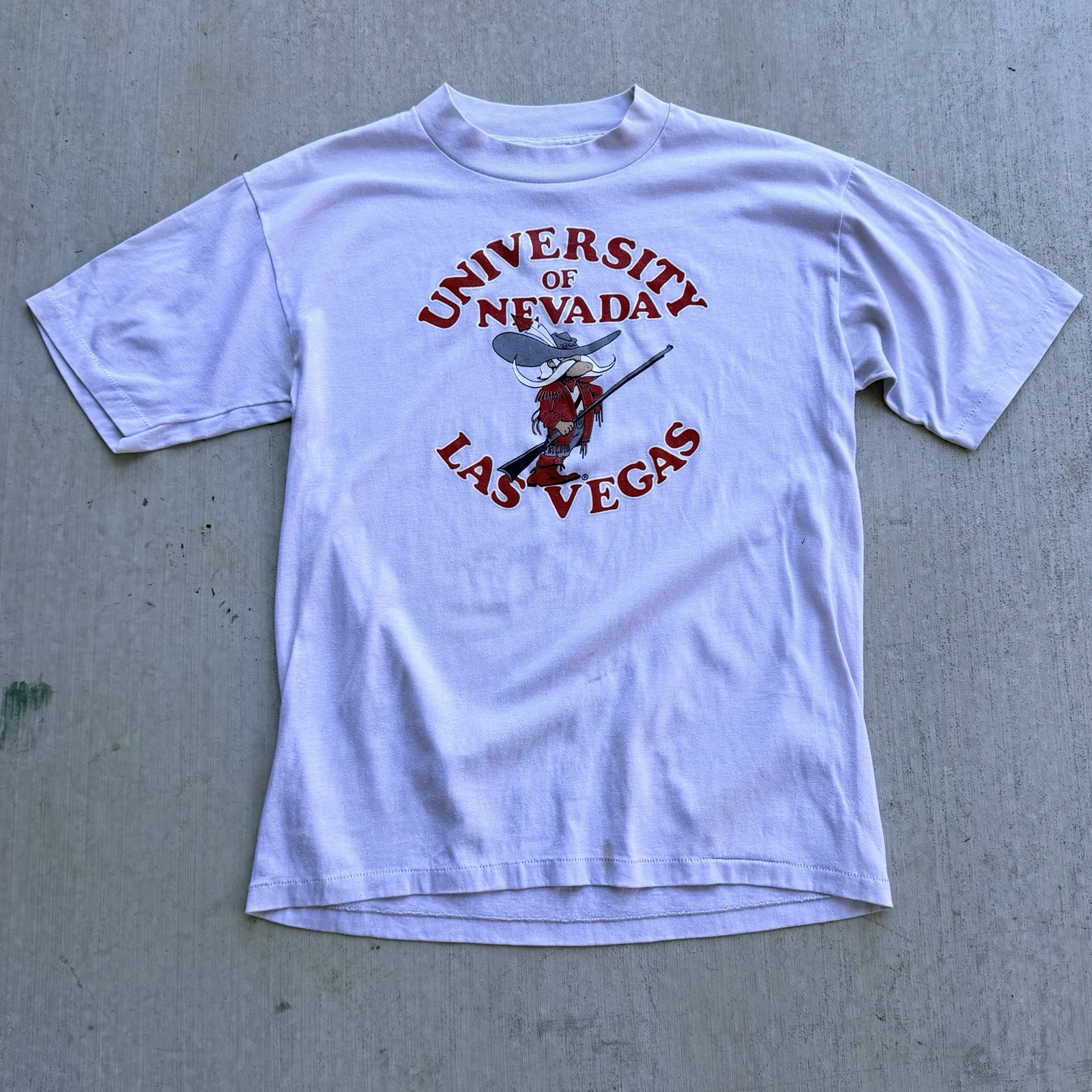 Vintage UNLV T Shirt 80s Single Stitch Running Rebels Medium