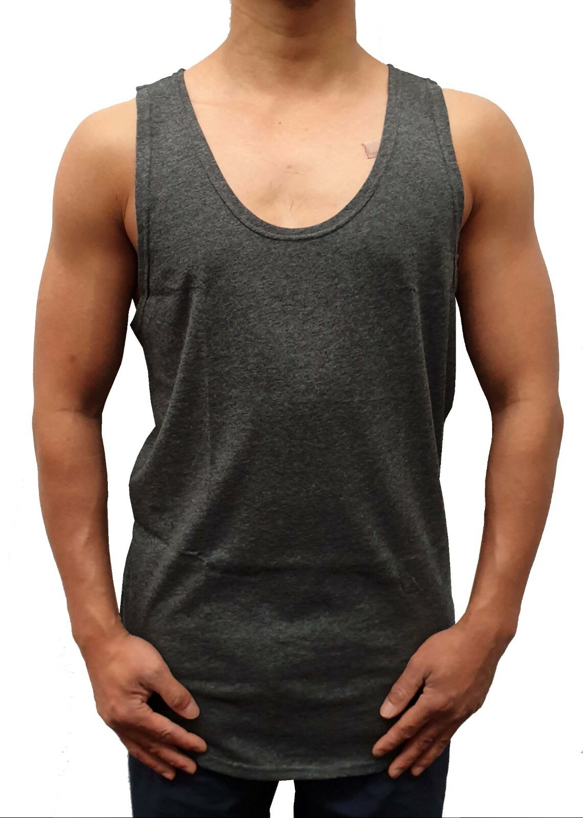 MENS SINGLET MUSCLE TANK TOP CURVE HEM BODYBUILDING GYM LIFTING CASUAL PLAIN