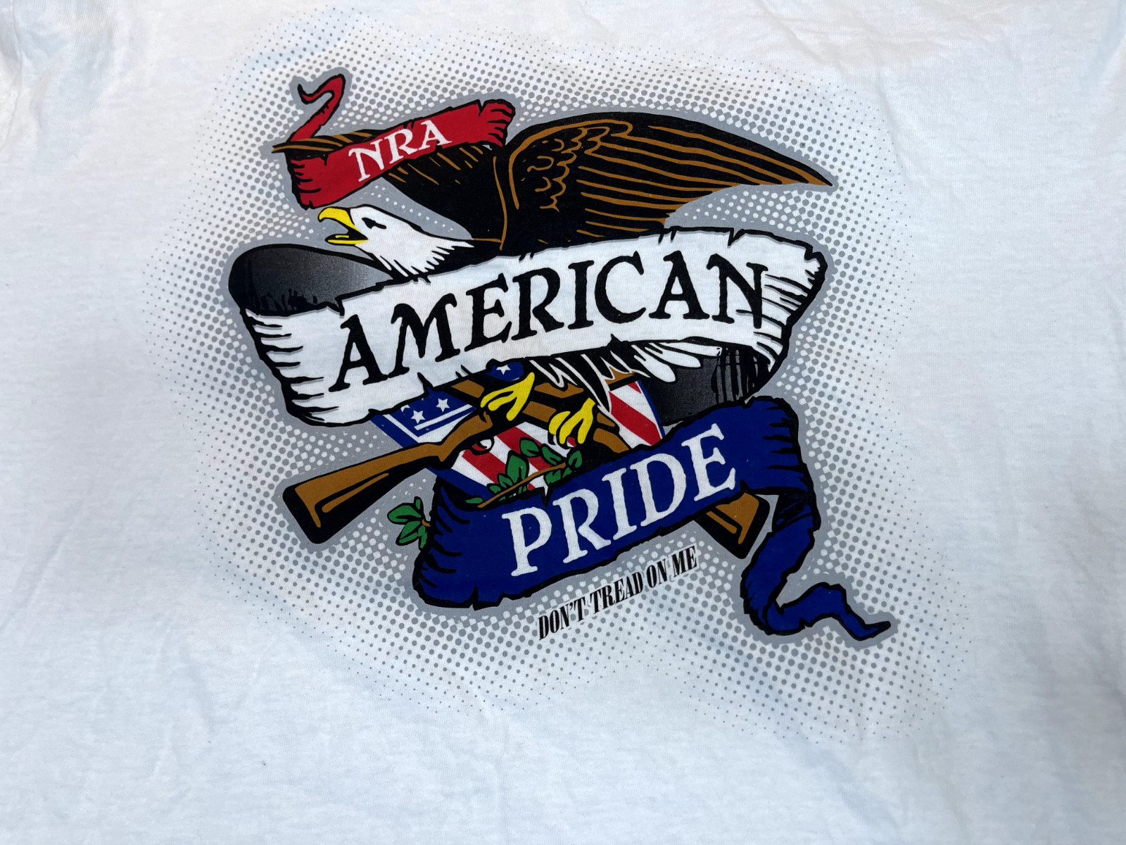 NRA SHIRT 2X EAGLE LOGO American Pride White Red Blue T Shirt