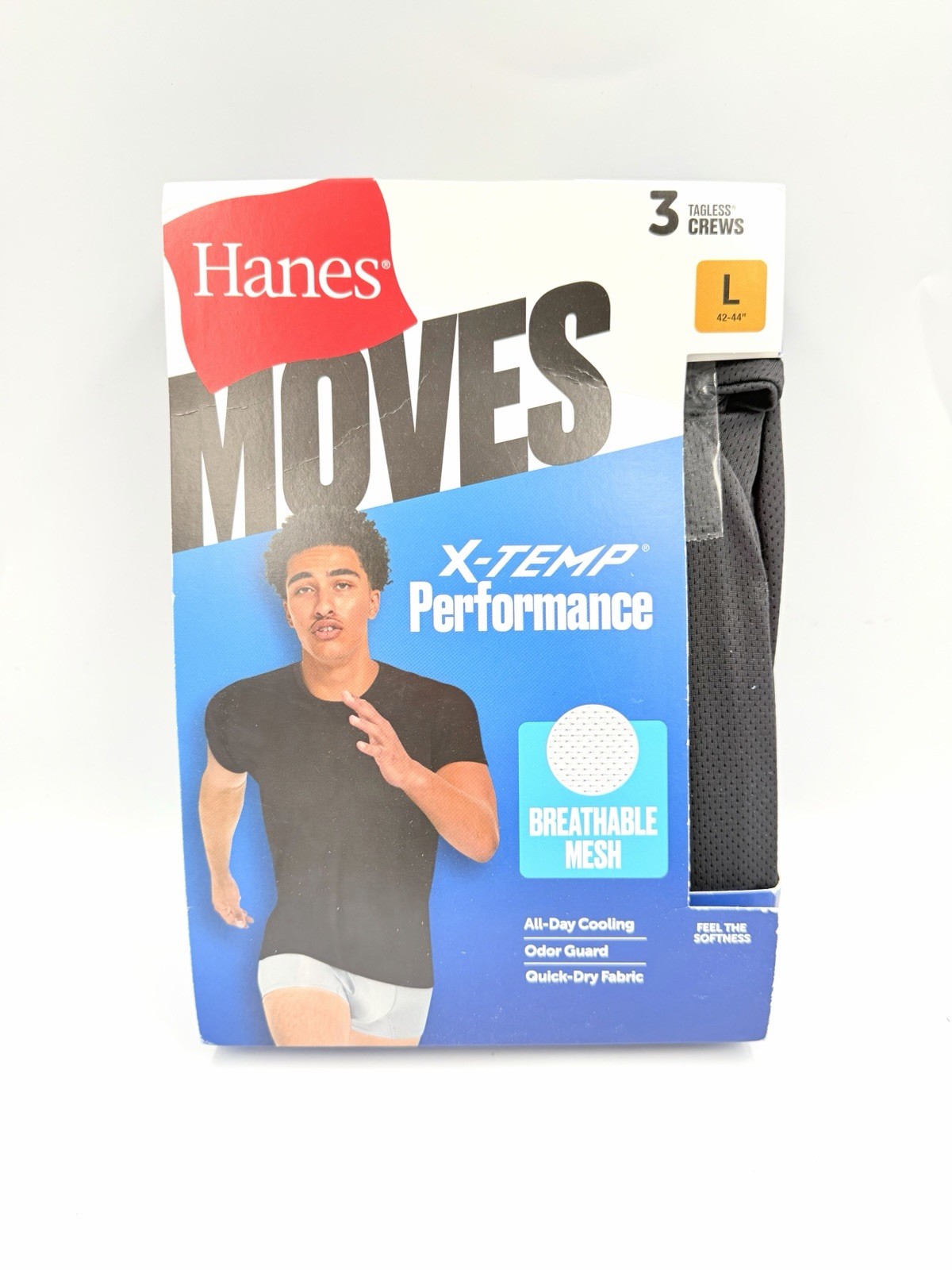 Hanes X-Temp® Breathable Mesh Tagless Crews T-shirts 3Pk Mens Black/Grey Size L