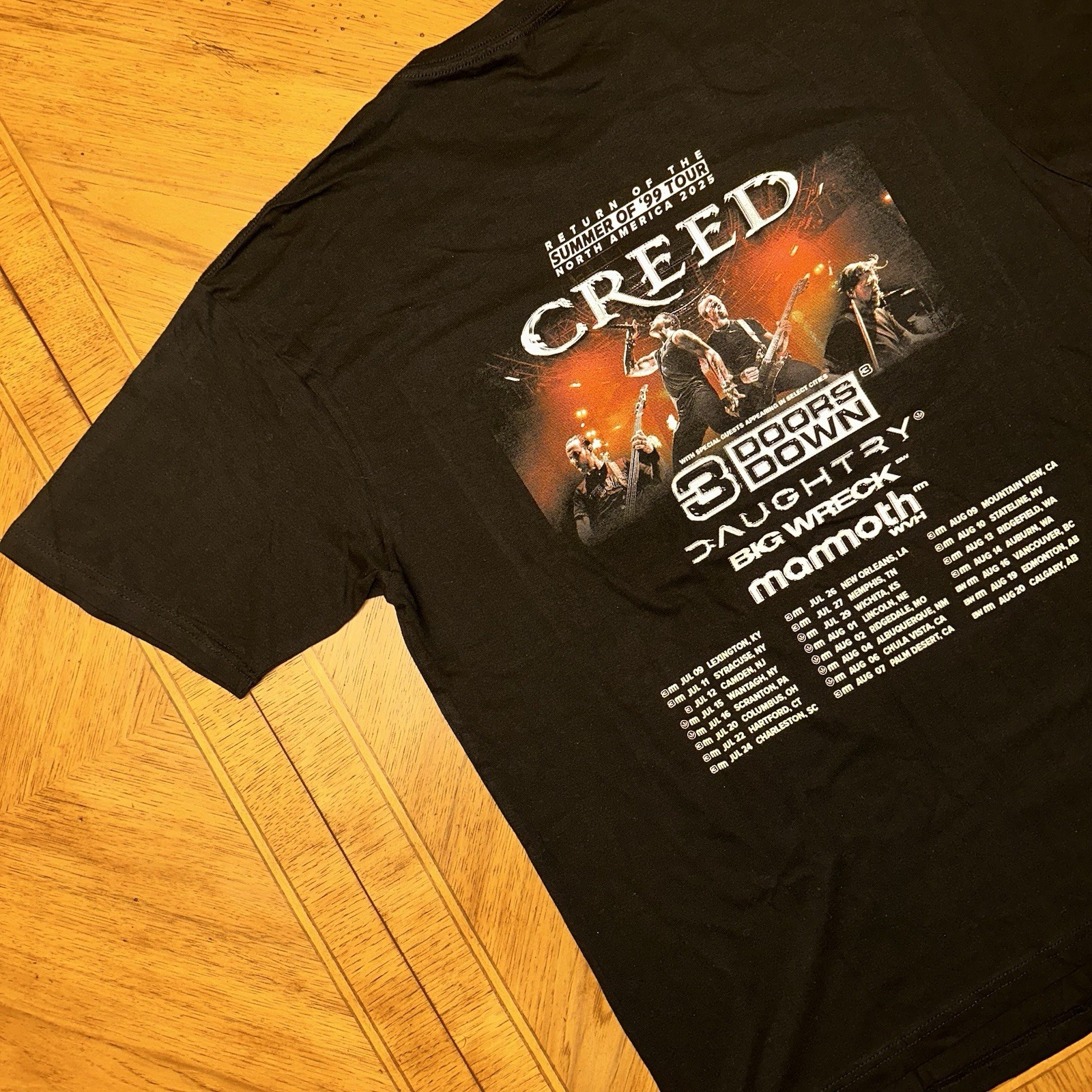 CREED Summer Of 99’ Tour TShirt 2025 Merch Size XL Black Double Sided