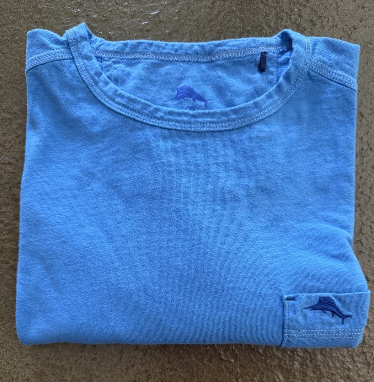 Tommy Bahama Men’s Blue Crew Neck Short Sleeve Pocket Logo Tee Cotton Knit S/P