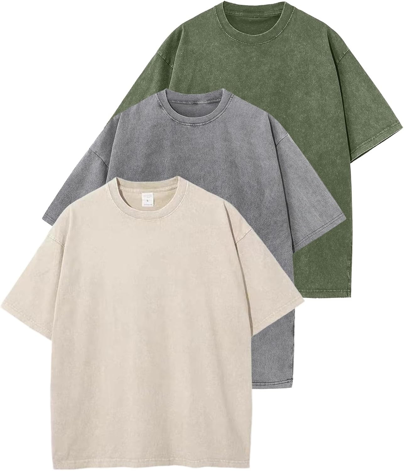 3 Pack Men’s Oversized Vintage T-Shirts – Loose Fit Casual Short Sleeve Tops