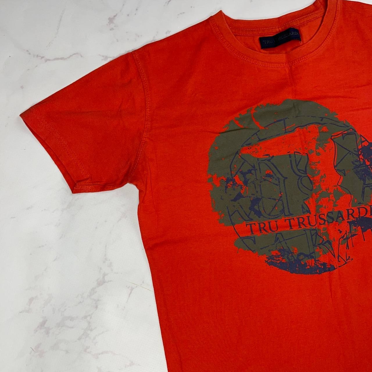 Vintage T-shirt Trussardi Big Logo Luxury tee Short Sleeve Red Size S