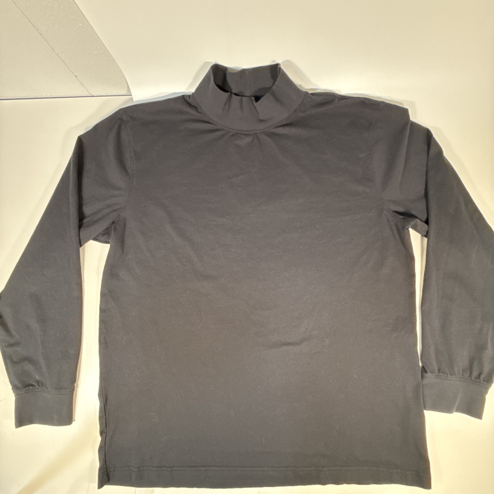 LL Bean Mens Shirt Size Large Tall Black High Neck Long Sleeve Classic