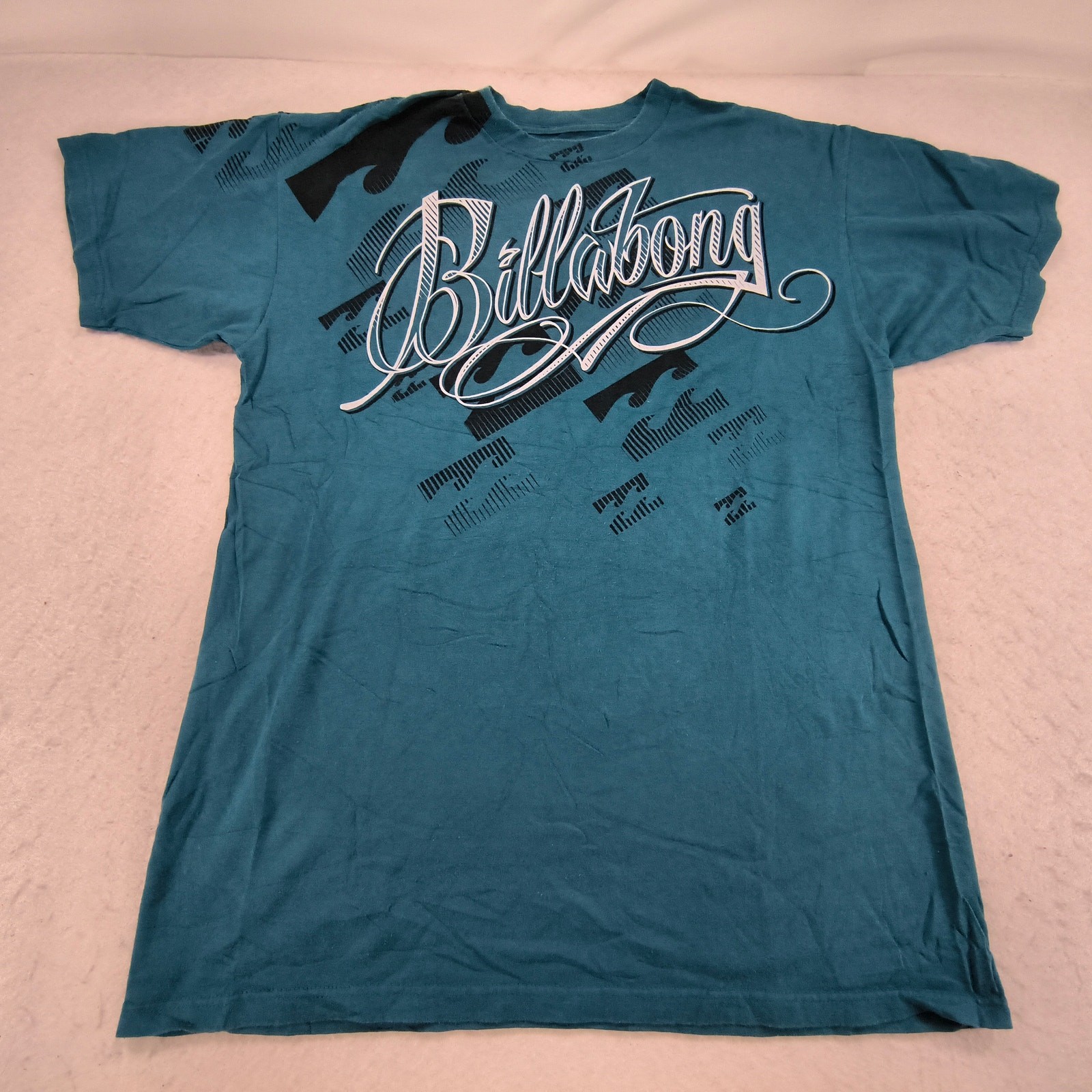Billabong Casual Crew Neck Short Sleeve Graphic T Shirt Mens Size Large L Blue