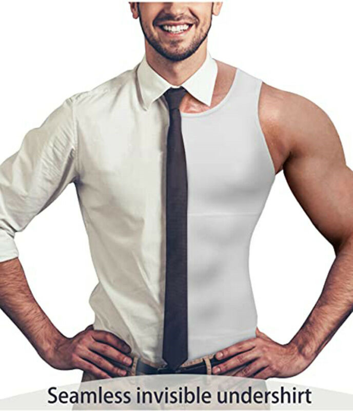 Men Compression Shirt Shapewear Slimming Body Shaper Vest Undershirt Tank Top US