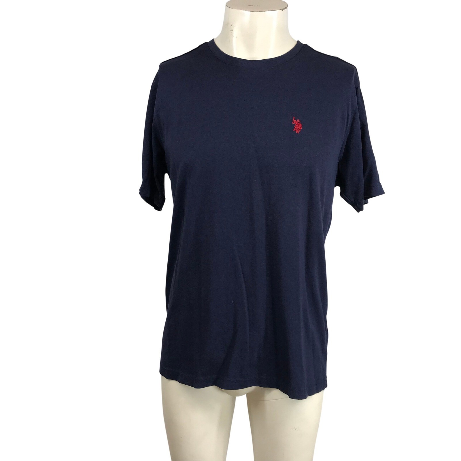 US Polo Assn Mens Navy Blue Cotton Crewneck T-Shirt Red Logo Size Medium