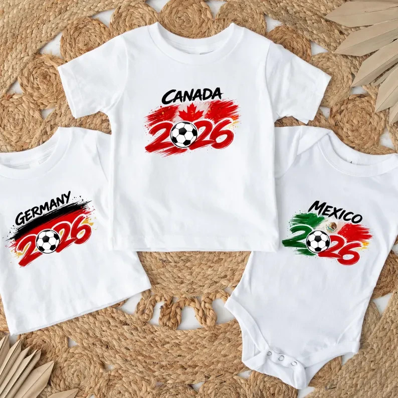 2026 World Cup Country Flag Soccer T-Shirt USA Canada Brazil Mexico Tee
