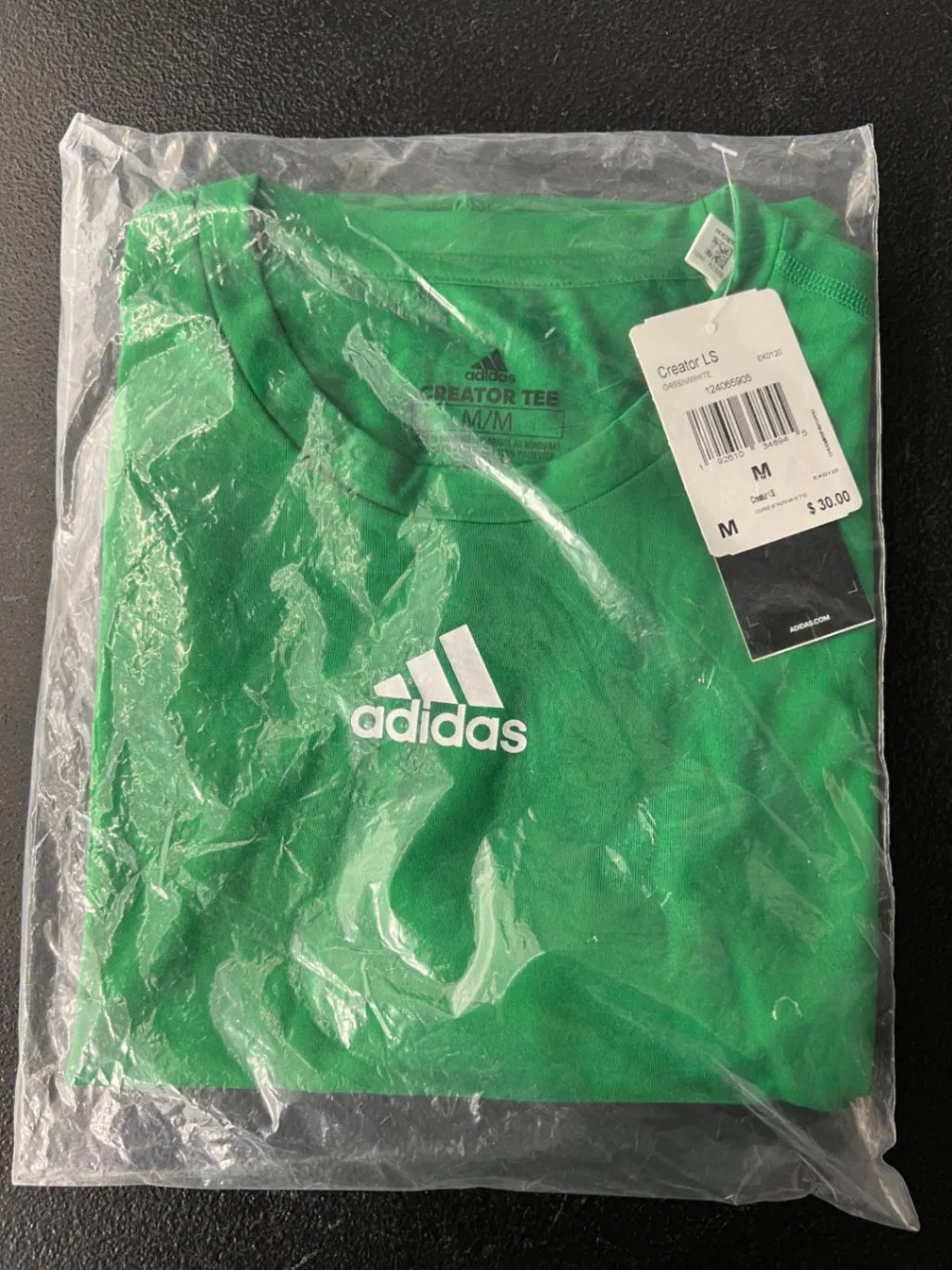 Adidas Creator Tee LS Green White M Medium Men’s Shirt Long Sleeve