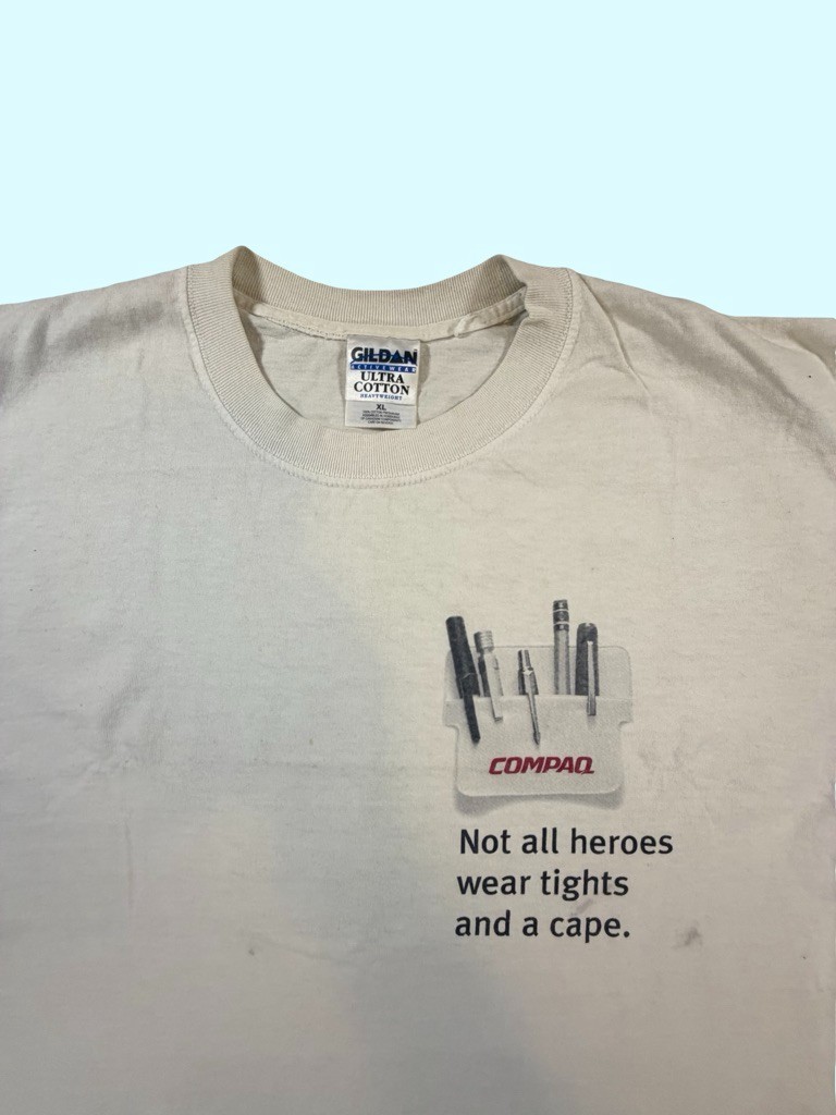 Vintage Compaq Not All Heroes Wear Tights And A Cape T Shirt XL Computer Tech