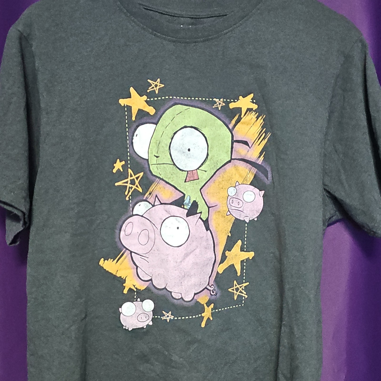 Nickelodeon Invader Zim GIR Graphic T-Shirt Gray Crew Neck Tagless L/G