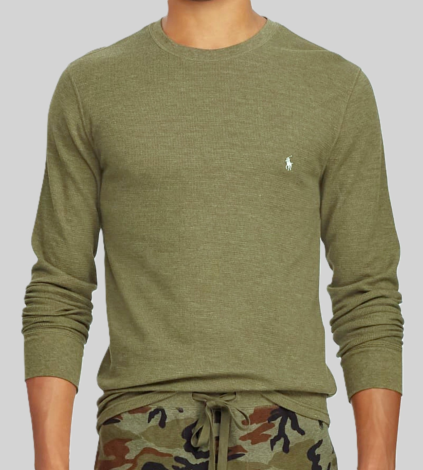 NWT – POLO RALPH LAUREN Mens Waffle Knit Thermal Long Sleeve Shirt-OLIVE – S-XXL