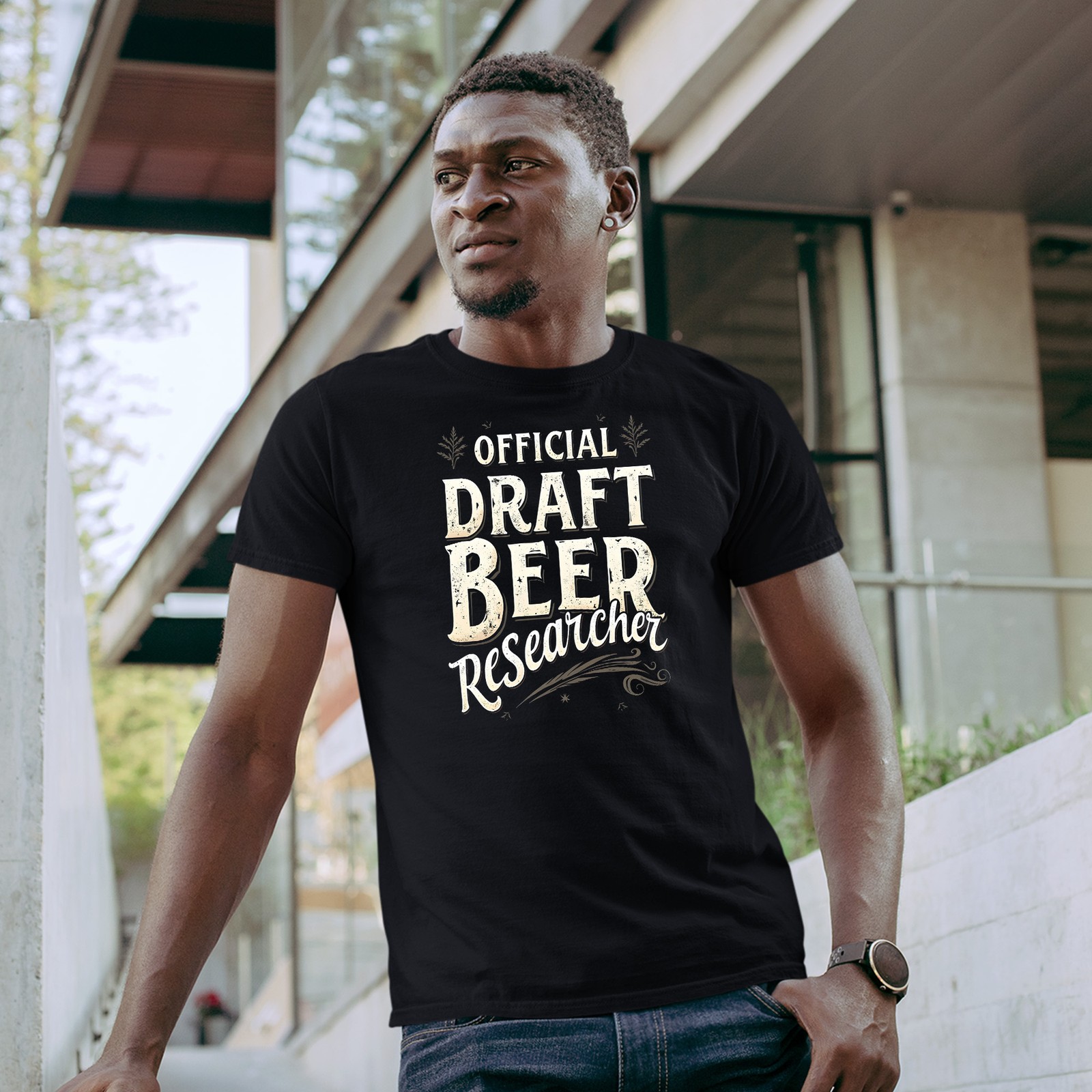Funny Drinking T Shirt for Men Official Draft Beer Researcher Tee Great for D…