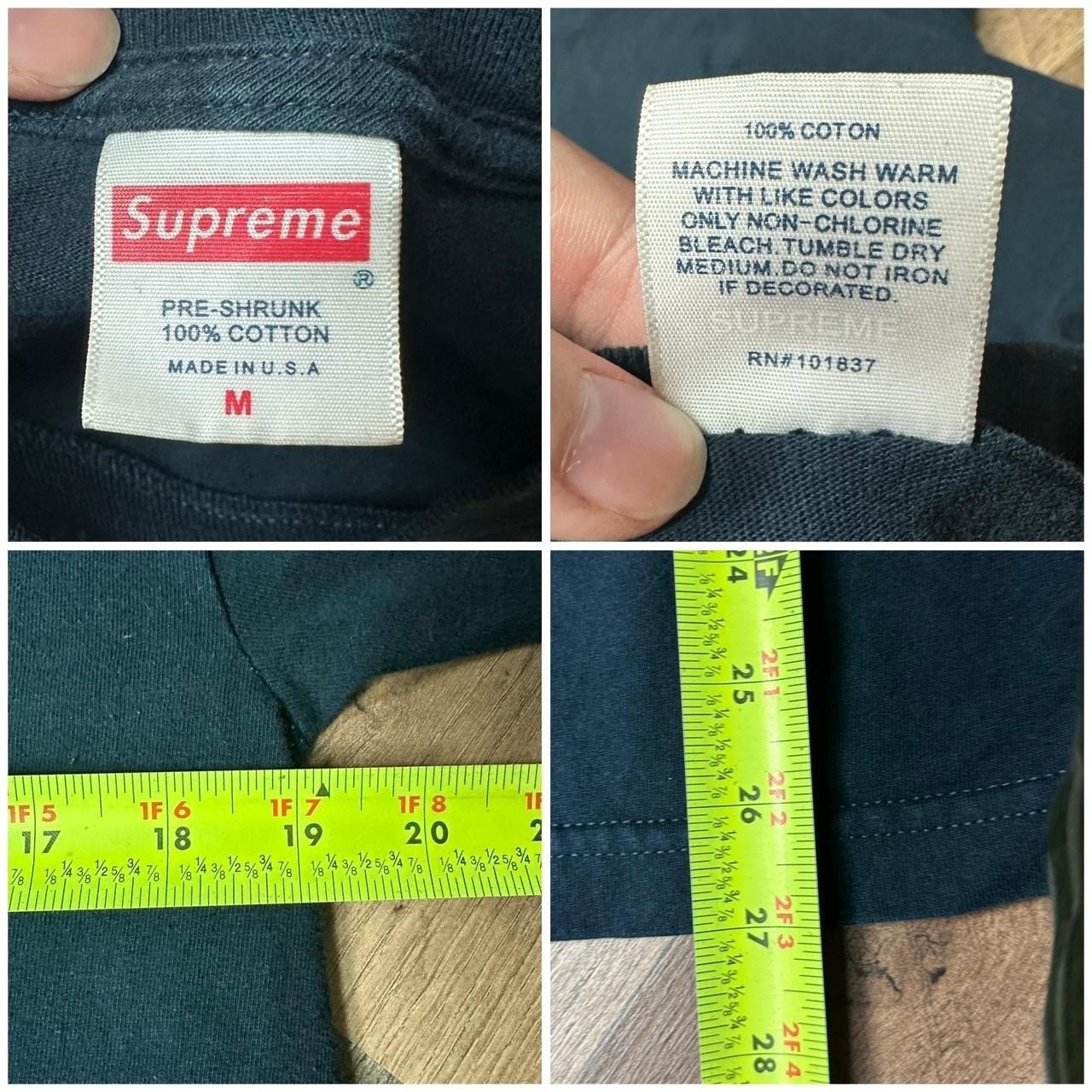 Vintage Y2K Supreme Navy Box Logo Designer T Shirt Size Medium