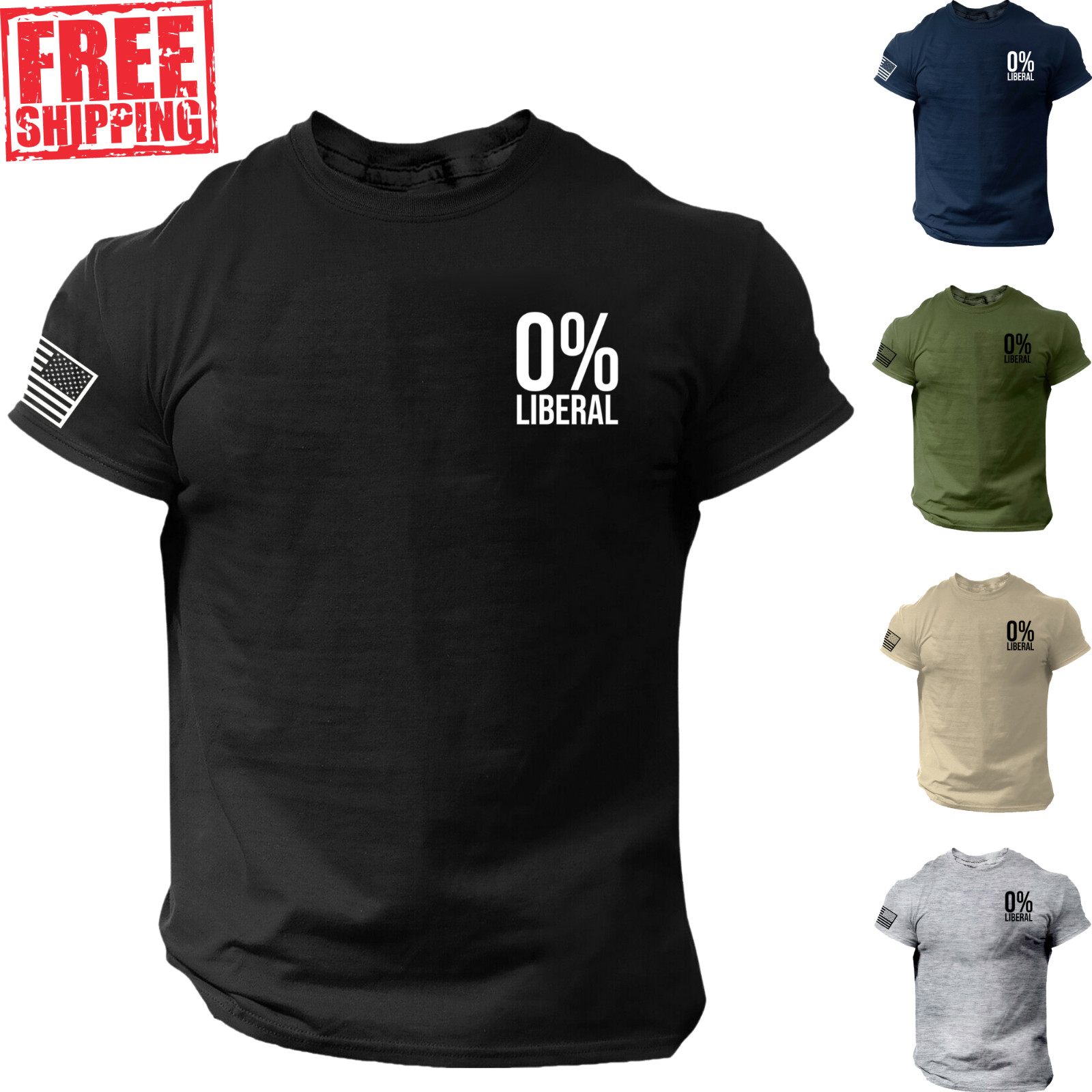 0% Liberal Left Chest T Shirt, America, Patriotic, Veteran, 1776, American, USA