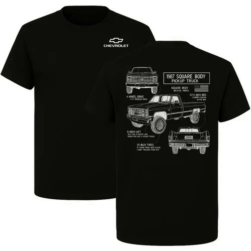 Chevrolet Square Body T-Shirt, 1987 Pickup Truck Blueprint
