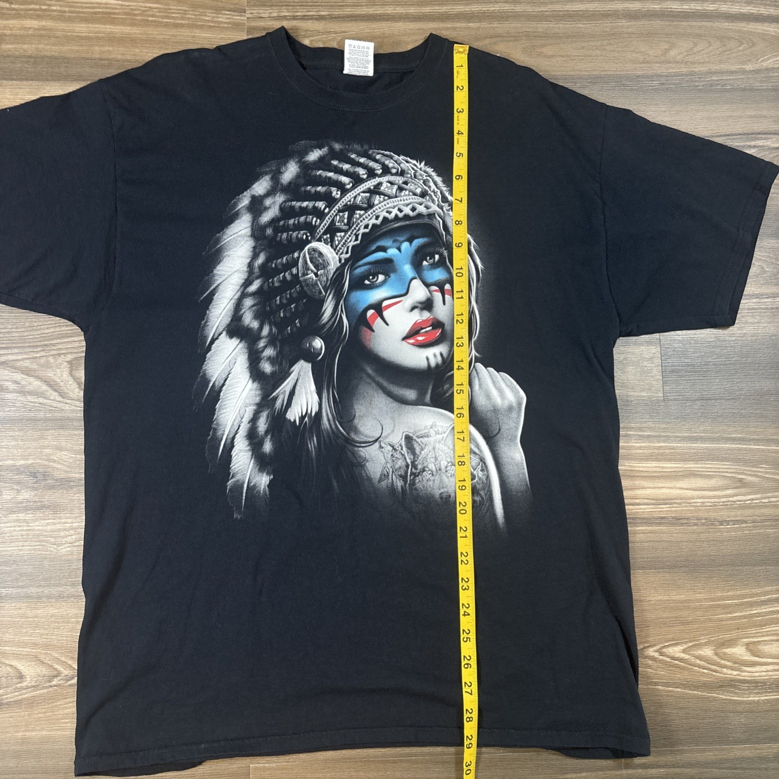 Fruit Of The Loom Native American Warrior Woman With Headdress Graphic T Size XL