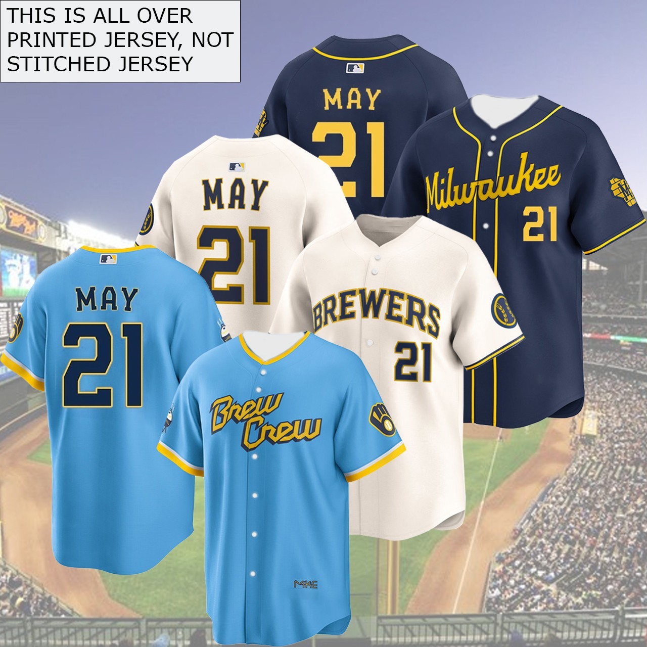 HOT! Welcome Dustiin May #21 To MilwaukeeTeam Player Name & Number For Fans