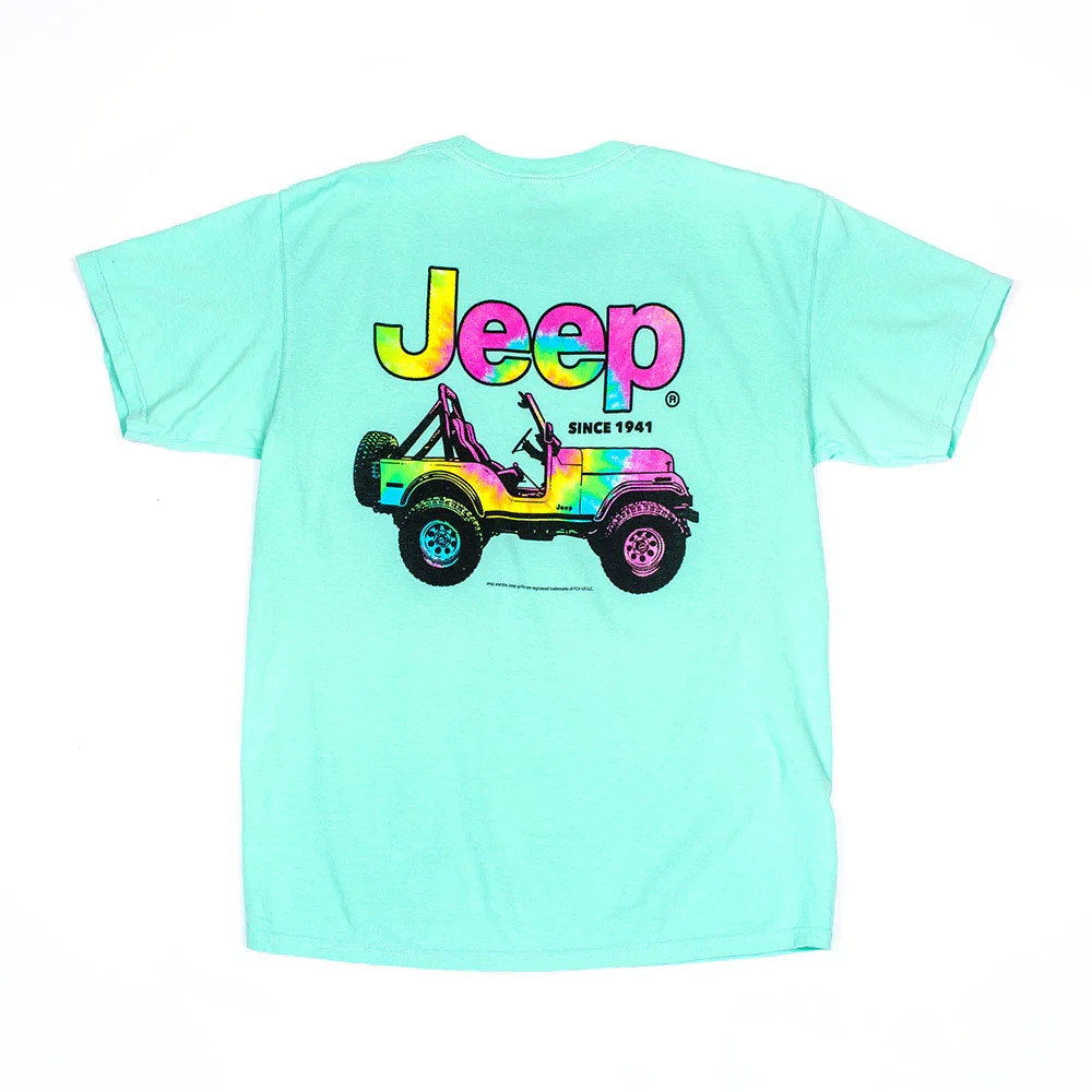 Jeep Beach T-Shirt Tie Dyed CJ comfort Colors Tee Shirt teal – Sizes S/M/XL