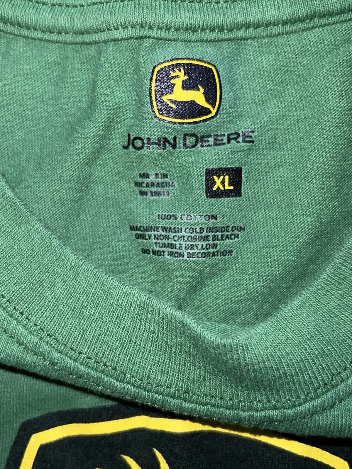 John Deere Men’s XL Classic Logo Green T Shirt Yellow Deer Y2K vintage Country