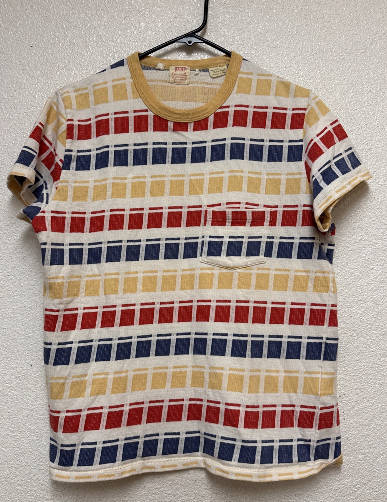 VTG Levi’s Clothing LVC Casuals 1960s Striped T Shirt Block Jacquard Knit – Sz M