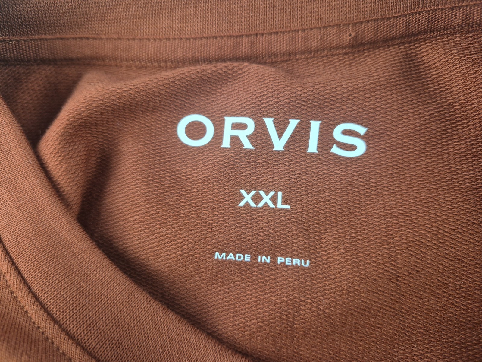 Orvis Midweight T-shirt Men Sz XXL Dark Navy/Peach Long Sleeves Cotton Pocket