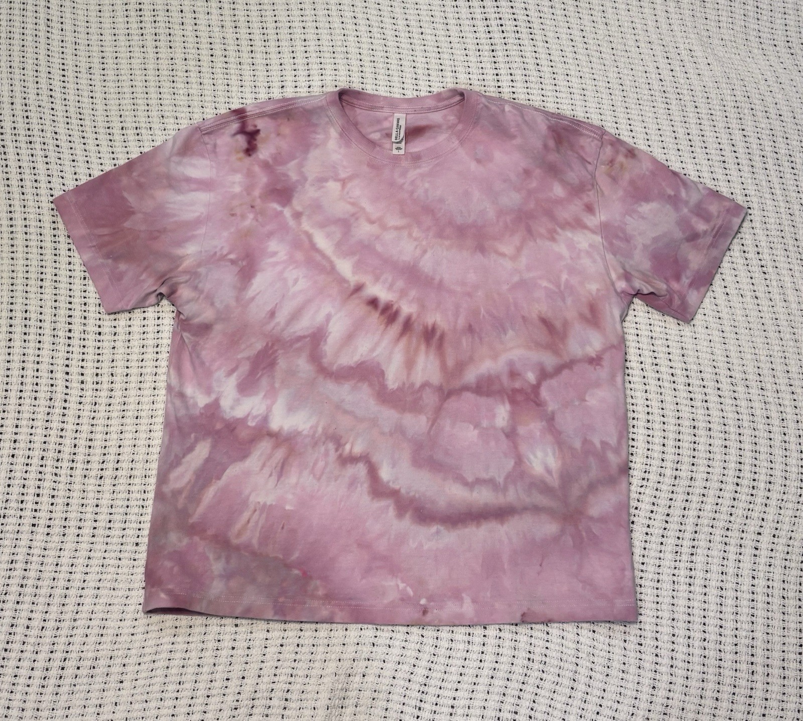 Pink Tie Dye Ice Dyed T Shirt Large Heavyweight Cotton Bella Canvas 7.5oz Tee