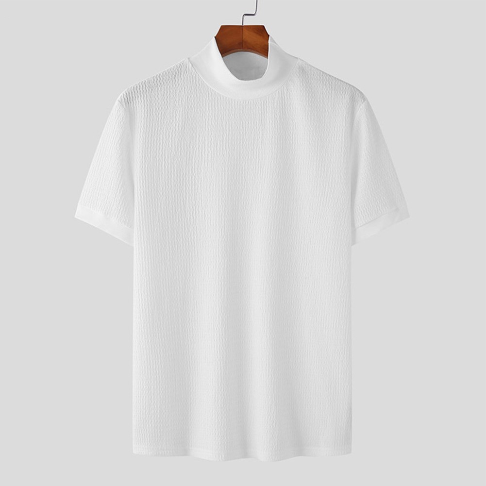 Men Mock Turtleneck Pullover T-Shirt Tops Knitted-Sweater Slim Fit Tops Tee